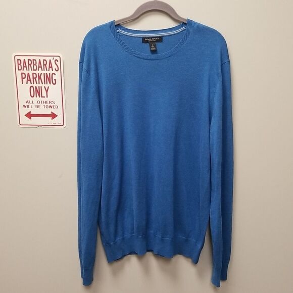BANANA REPUBLIC LUXURY BLEND BLUE CREWNECK LONG SLEEVE SWEATER SZ LARGE - Picture 1 of 5